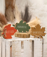 Col House Designs - Wholesale| Thankful Grateful Blessed Leaf Wood ...