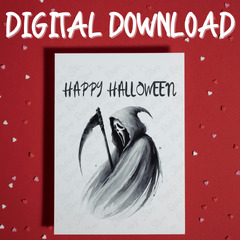 Halloween, Black and White Reaper Digital Greeting Card: Happy ...