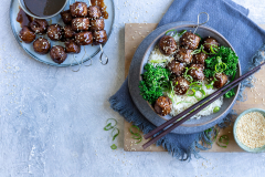 Mongolian Meatballs with Rice & Steamed Broccoli - Fry's ZA