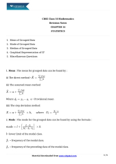 Class 10th Math Statictics NCERT Notes CBSE 2023