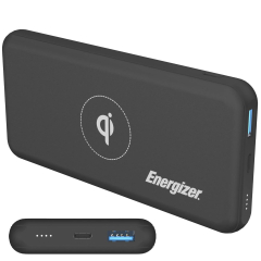 Energizer - Ultimate Lithium 10,000mAh 20W Qi Wireless Portable Charger/Power Bank QC 3.0 & PD 3.0 for Apple, Android, USB Devices - Black (Energizer QE20007PQ_BK Qi Certified Wireless Power Bank / BrandsMart USA)