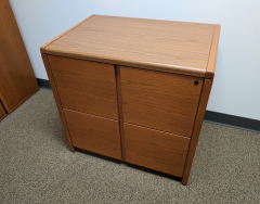 Kimball 2 Drawer Oak Laminate Lateral Filing Cabinet