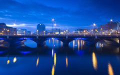 Queen's Bridge taken from the Queen Elizabeth II Bridge at night (Belfast )