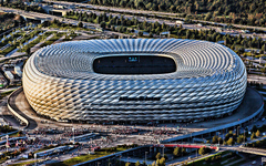 Allianz Arena, German Football Stadium, Exterior, Evening, - Allianz