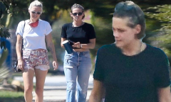 Kristen Stewart flashes her toned tummy in black as she steps out ...