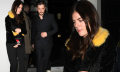 Kit Harington makes a dapper exit in a black pinstripe suit from ...