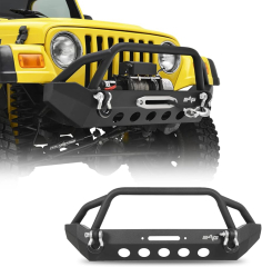 Eag Front Bumper in Black Textured with Winch Plate (Jeep Wrangler (TJ))