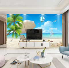 Blue Sky Ocean Landscape TV Background Paper Living Room ...