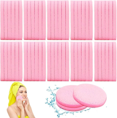 Gddochn 120 Pack Facial Sponge Compressed,Exfoliating Wash Round Face Sponge,Makeup Removal Sponge for Face Cleansing,Women,Girls(Yellow,Pink,Purple) (Royall Elite Compressed Facial Sponges,120 Pcs Face Cleansing Sponge,Beauty Makeup Round Facial Wash Pads Cosmetic Exfoliating for Women)