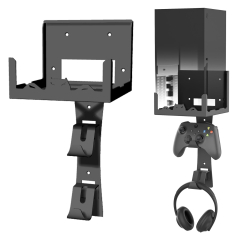 Mount for Xbox Series S, Xbox Series S Mount Kit, with Detachable Controller Holder & Headphone Hanger & Dust Plugs Net Kits, Metal Stand (Mount Bracket Bundle for Xbox Series X, Double, Easy Installation)