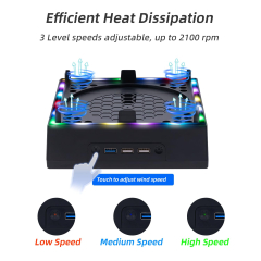 Mcbazel Xbox Series X Fan Mount Cooling System Support RGB LED USB Ports / Controller Holders (Mcbazel Mount Kit with Cooling Fan for Xbox Series X, 3 Speed Low Noise Fan RGB Lighting Design and 3 USB Ports with Controller and Headset)