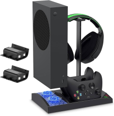 Charger Stand with Cooling Fan for Xbox Series S Console and Controller,Vertical Dual Charging Dock Accessories with 2 x 1400mAh Rechargeable (Upgraded Vertical Cooling Fan Stand for Xbox Series S)