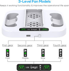 Froggiex FX-XSX-C1-W Xbox Series S multifunkciós tölőállomás (FYOUNG 3 Levels Adjustable Cooling Stand with Controller Charging Station Rechargeable Battery for Xbox Series X/S)