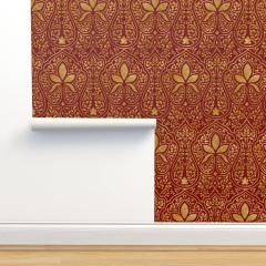 Spoonflower Peel & Stick - 9ft x 2ft, Dark Red Persian ...