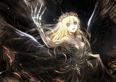 Dark Wreath Long Hair Blue Eyes Blonde Wings Skeleton ...