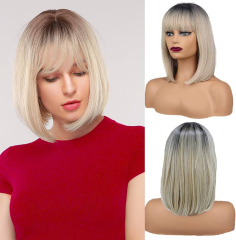 Amazon : Nicene Short Blonde Bob Wig with Bangs for Women ...