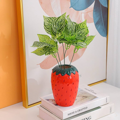 KEEMEN Strawberry Ceramic Vase Cute Strawberry Shape Flower Vase ...