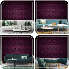 3D Royal vintage Gothic background in dark purple and black Royal vintage Self Adhesive Bedroom Living Room Dormitory