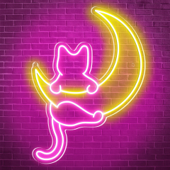 Cat Moon neon signs Ramadan neon lights anime room neon lights signs for bedroom aesthetic