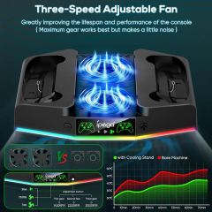 MENEEA Upgraded Cooling Fan Stand for Xbox Series S with Charger Station, Controller Charging Station, RGB Light Strip