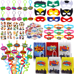 122 Superhero Party Favors Birthday Party Supplies Superhero Mask Straw Gift Bags Bracelet Sticker Keychain Tattoo Goodie Bag Stuffer Kids Boy Girl ...