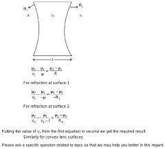 give the derivation of the formula for refraction in thick lense