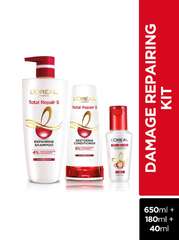 L'Oreal Paris Shampoo, For Damaged and Weak Hair (L'Oreal Paris Repairing Shampoo + Restoring Conditioner + Smoothening and Repairing Serum For Damaged and Weak Hair)