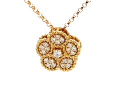 Roberto Coin Diamond Daisy Necklace in 18k (Roberto Coin 18K Yellow Gold Daisy Diamond & Turquoise Pendant Necklace, 16 - 100% Exclusive Blue/Gold)