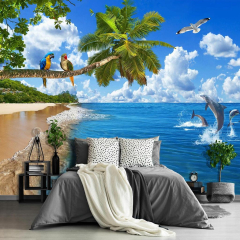 Fightal Beach Living Room couches Extra Large s Bedroom Underwater Ocean Palm Tree Picture Paintings (Fightal Tropical Botanical Banana Leaf Green Plant Floral for Living Room Bedroom)