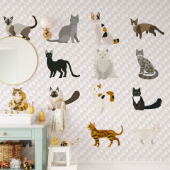 Non woven Cat's Gaze Bedroom Living room Dining room Animals Cat