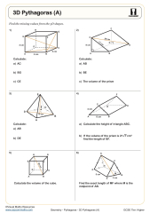 3D Pythagoras (A) Worksheet | Fun and Engaging PDF Geometry Worksheet