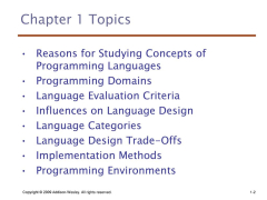 Chapter 1: Preliminaries - CS Concepts of Programming Languages