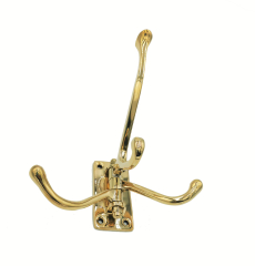 Brass Clothes Hooks 4 Swivel Positions (Brass Double Robe Hook)