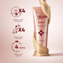 Glaze GlaziPlex Super Bond Repair Hair Treatment, 120ml. 4-in-1 Deep Conditioning Hair Repairs Heat, Chemical and Styling Damage (Glaze X4)