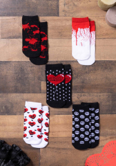 FUN Costumes Goth Pack of 5 Valentine's Day Socks Adult Holiday Socks