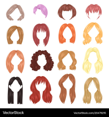 Hairstyle woman female haircut on short Royalty Vector