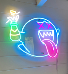 JOSEBRU Neon Sign King Boo The Ghost Face LED Neon Light Mario Lamp Acrylic Sign for Game Room Gaming Light Accessory Gifts for Boy Room (Neon Boo Sign)