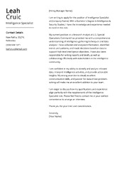 Intelligence Specialist Cover Letter: Sample & Guide (Entry Level ...