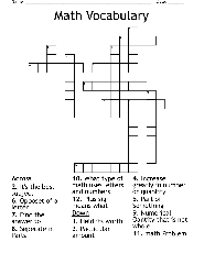 Math Vocabulary Crossword - WordMint