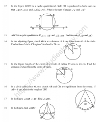 CBSE Class 9 Mental Maths Circles Worksheet