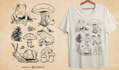 Mushrooms Frogs and Bugs Botanical tshirt * Dark Academia aesthetic shirt * Vintage Mushroom Frog and fungi * Goblincore Goth clothing (Pastel Cottagecore Aesthetic Mushroom Frog tee Indie Clothing Alt Clothing Cozy Boho Wildflowers tee Floral Natural Cottagecore minimalist)