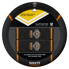 Wests Tigers (West Tigers Official NRL Steering Wheel Cover and Seat Belt Cover Set)