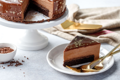 Nutella Brownie Mousse Cake with Milk Chocolate Mirror Glaze