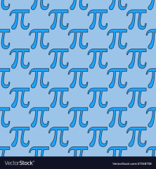 Pi symbol mathematics blue seamless pattern Vector