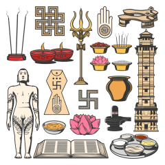 Religion Symbol Vector PNGs, Jainism Indian Religion Symbols ...