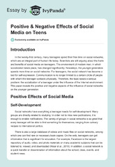 Positive & Negative Effects of Media on Teens - 1415 Words | Essay ...