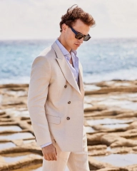 Tailored-Fit Double-Breasted Linen Suit Blazer | RW&CO.