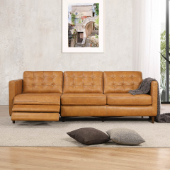 Anteria 93" Power Reclining Genuine Leather Sofa Hokku Designs (Ashcroft Christopher Tan Leather Electric Inclining Sofa Facing)