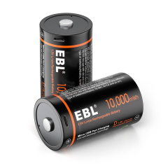 Ebl USB Rechargeable D Cell Li-ion Batteries 10000mWh 1.5v Long Lasting D (EBL Rechargeable D Cell Battery)