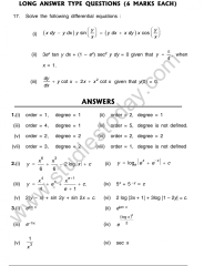 CBSE Class 12 Mathematics Differentials Equation Worksheet Set A